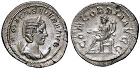 ROMANE IMPERIALI - Otacilia Severa (moglie di Filippo I) - Antoniniano - Busto diademato a d. su crescente /R La Concordia seduta a s. con patera e do...