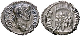ROMANE IMPERIALI - Costanzo I (Cloro) (305-306) - Argenteo - Testa laureata a d. /R I Tetrarchi sacrificanti davanti a una porta da campo C. 309 (AG g...