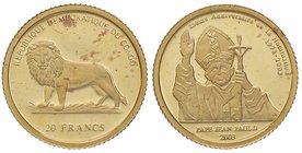 ESTERE - CONGO REP. DEMOCRATICA - Repubblica - 20 Franchi 2003 - Giovanni Paolo II Kr. 136 (AU g. 1,24)
FS