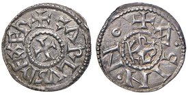 ESTERE - FRANCIA - Carlo Magno (768-814) - Denaro Agen - +CAROLVS REX FR e croce /R +A GIN N e monogramma RRR (AG g. 1,58)
bello SPL