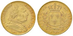 ESTERE - FRANCIA - Luigi XVIII (1814-1824) - 20 Franchi 1814 W Kr. 706.6 AU
SPL