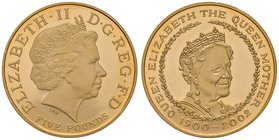 ESTERE - GRAN BRETAGNA - Elisabetta II (1952) - 5 Sterline 2002 - In ricordo della Regina Madre Kr. 1024b R AU
FS