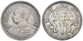 ESTERE - THAILANDIA - Rama V (1868-1910) - Baht 1908 Graffio al D/ Kr. 39 RR AG
qBB