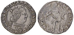 ZECCHE ITALIANE - L'AQUILA - Ferdinando I d’Aragona (1458-1494) - Coronato - Busto coronato a d.; dietro T /R L'Arcangelo Michele uccide il drago, nel...
