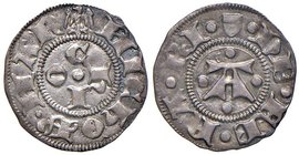 ZECCHE ITALIANE - FERRARA - Nicolò II D'Este (1361-1388) - Marchesino - Lettere ChIO attorno a globetto /R Grande A CNI 1/6; MIR 218 R (AG g. 1,24)Gra...