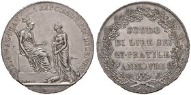 ZECCHE ITALIANE - MILANO - Repubblica Cisalpina (1800-1802) - Scudo da 6 Lire A. VIII Pag. 8; Mont. 184 R (AG g. 23,17)
SPL+