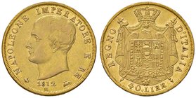 ZECCHE ITALIANE - MILANO - Napoleone I, Re d'Italia (1805-1814) - 40 Lire 1812 Pag. 15a; Mont. 199 AU Puntali sagomati
qSPL/SPL+