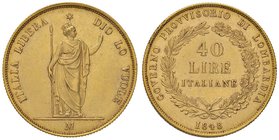 ZECCHE ITALIANE - MILANO - Governo Provvisorio (1848) - 40 Lire 1848 Pag. 211; Mont. 423 R AU Colpetti al R/
qSPL