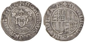 ZECCHE ITALIANE - NAPOLI - Alfonso I d'Aragona (1442-1458) - Reale - Busto del Re di fronte /R Stemma rotondo inquartato P.R. 7; MIR 57 R (AG g. 2,88)...
