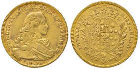 ZECCHE ITALIANE - NAPOLI - Ferdinando IV di Borbone (primo periodo, 1759-1799) - 6 Ducati 1773 P.R. 21; Mont. 148 AU
qSPL