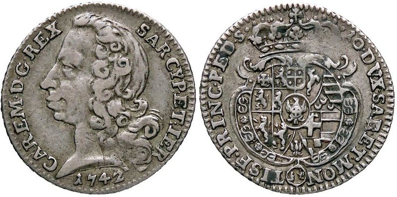 SAVOIA - Carlo Emanuele III (1730-1773) - Mezza lira 1742 CNI 58/61; Mont. 92 RR...