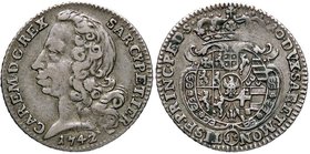 SAVOIA - Carlo Emanuele III (1730-1773) - Mezza lira 1742 CNI 58/61; Mont. 92 RR AG
BB+