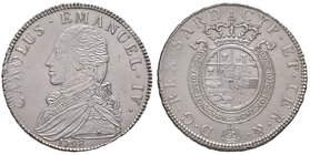SAVOIA - Carlo Emanuele IV (1796-1800) - Mezzo scudo 1798 CNI 11; Mont. 9 R AG Striature di conio
SPL