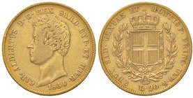 SAVOIA - Carlo Alberto (1831-1849) - 20 Lire 1834 T (ssz) Pag. 180a; Mont. 51 RR AU
qBB/BB+
