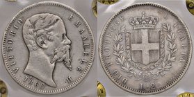 SAVOIA - Vittorio Emanuele II Re eletto (1859-1861) - 2 Lire 1860 B Pag. 435; Mont. 109 RR AG Colpetti - Sigillata BB
qBB