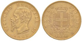 SAVOIA - Vittorio Emanuele II Re d'Italia (1861-1878) - 20 Lire 1867 T Pag. 461; Mont. 137 AU
BB-SPL