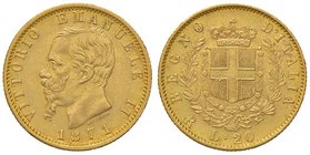 SAVOIA - Vittorio Emanuele II Re d'Italia (1861-1878) - 20 Lire 1871 R Pag. 466; Mont. 142 R AU
qSPL/SPL