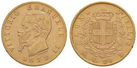 SAVOIA - Vittorio Emanuele II Re d'Italia (1861-1878) - 20 Lire 1872 M Pag. 467; Mont. 143 RR AU Segnetto al ciglio
qBB/BB