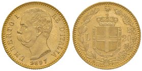 SAVOIA - Umberto I (1878-1900) - 20 Lire 1897 Pag. 588; Mont. 31 R AU
qFDC