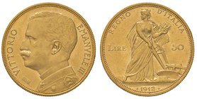 SAVOIA - Vittorio Emanuele III (1900-1943) - 50 Lire 1912 Aratrice Pag. 653; Mont. 30 R AU Metallo lucente
qFDC/FDC