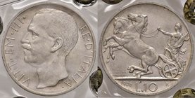 SAVOIA - Vittorio Emanuele III (1900-1943) - 10 Lire 1926 Biga Pag. manca; Mont. 88 RR AG Bordo largo Sigillata Angelo Bazzoni
FDC