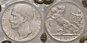 SAVOIA - Vittorio Emanuele III (1900-1943) - 10 Lire 1930 Biga Pag. 695; Mont. 95 R AG Sigillata Angelo Bazzoni
FDC