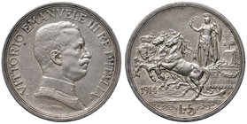 SAVOIA - Vittorio Emanuele III (1900-1943) - 5 Lire 1914 Quadriga Pag. 708; Mont. 114 RR AG
qSPL/SPL