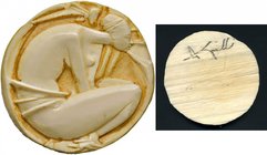 MEDAGLIE - PERSONAGGI - Angelo Grilli (1932-2015) Ø 62 Bozzetto di medaglia in simil-avorio, con al retro l'autografo dell'artista
Ottimo