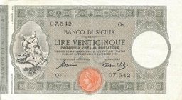 CARTAMONETA - SICILIA - Banco di Sicilia - Biglietti al portatore (1866-1867) - 25 Lire 06/08/1918 Gav. 261 RR Mornino/Bartolotti
BB+