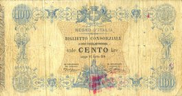 CARTAMONETA - CONSORZIALI - Biglietti Consorziali - 100 Lire 30/04/1874 Gav. 7 RRRR Dell'Ara/Mirone
MB