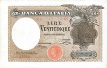 CARTAMONETA - BANCA d'ITALIA - Vittorio Emanuele III (1900-1943) - 25 Lire 22/01/1919 - Aquila Latina Alfa 102; Lireuro 1C RRR Canovai/Sacchi Con cert...