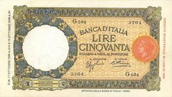 CARTAMONETA - BANCA d'ITALIA - Vittorio Emanuele III (1900-1943) - 50 Lire - Lupa 17/10/1936 - I° Tipo Alfa 233; Lireuro 6D Azzolini/Cima Con certific...