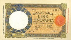 CARTAMONETA - BANCA d'ITALIA - Vittorio Emanuele III (1900-1943) - 50 Lire - Lupa 30/04/1937 - I° Tipo Alfa 235; Lireuro 6F Azzolini/Urbini Con certif...