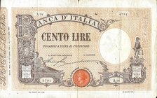 CARTAMONETA - BANCA d'ITALIA - Vittorio Emanuele III (1900-1943) - 100 Lire - Barbetti con matrice 15/10/1908 Alfa 281; Lireuro 15/9 Stringher/Accame ...