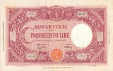 CARTAMONETA - BANCA d'ITALIA - Vittorio Emanuele III (1900-1943) - 500 Lire - Barbetti (testina) 23/08/1943 - B.I. Alfa 464; Lireuro 33A R Azzolini/Ur...
