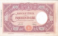 CARTAMONETA - BANCA d'ITALIA - Repubblica Italiana (monetazione in lire) (1946-2001) - 500 Lire - Barbetti (medusa) 14/11/1950 Alfa 485; Lireuro 38A R...
