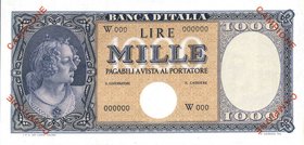 CARTAMONETA - BANCA d'ITALIA - Repubblica Italiana (monetazione in lire) (1946-2001) - 1.000 Lire - Medusa 20/03/1947 CAMPIONE Gav. 517 RRRRR Con cert...
