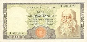 CARTAMONETA - BANCA d'ITALIA - Repubblica Italiana (monetazione in lire) (1946-2001) - 50.000 Lire - Leonardo 19/07/1970 Alfa 891; Lireuro 78B R Carli...
