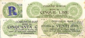 CARTAMONETA - COLONIE ED OCCUPAZIONI DI TERRITORI ITALIANI - Buoni Comunali Buia, Udine, Bolzano, Trento (1918) - Serie Gennaio 1918 - Comune di Buia ...