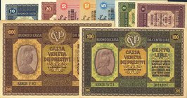 CARTAMONETA - COLONIE ED OCCUPAZIONI DI TERRITORI ITALIANI - Cassa Veneta dei Prestiti (1918) - Serie 02/01/1918 Gav. 27÷35 RRRRR Serie di 9 biglietti...