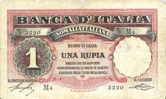 CARTAMONETA - COLONIE ED OCCUPAZIONI DI TERRITORI ITALIANI - Somalia Italiana Buoni di Cassa della Banca d'Italia (1920) - Rupia 13/05/1920 Gav. 69 RR...