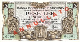 CARTAMONETA - COLONIE ED OCCUPAZIONI DI TERRITORI ITALIANI - Banca Nazionale d'Albania - Protettorato (1926) - Franco Oro 1926 Gav. 94 RRR Alberti Gam...