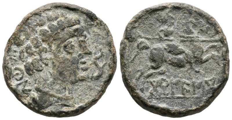 BORNESCON. As. 120-80 a.C. Zona de Aragón. A/ Cabeza masculina a derecha, delant...