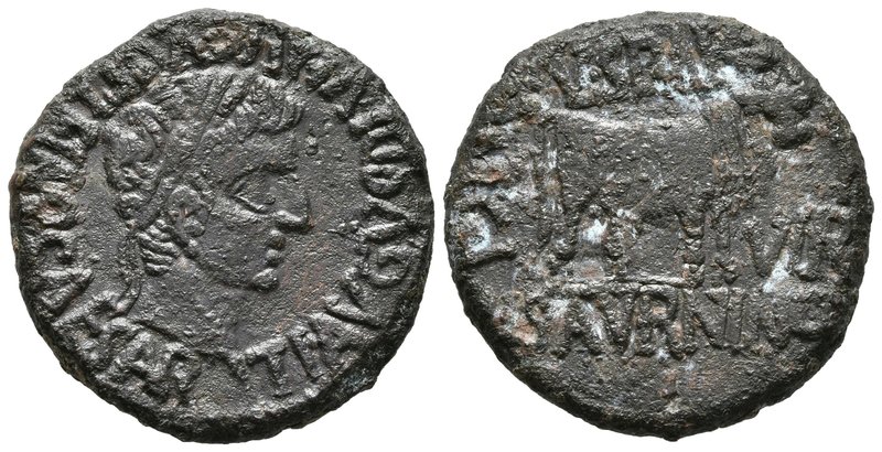 CALAGURRIS. As. Epoca de Tiberio. 14-36 a.C. Calahorra (La Rioja). A/ Cabeza lau...