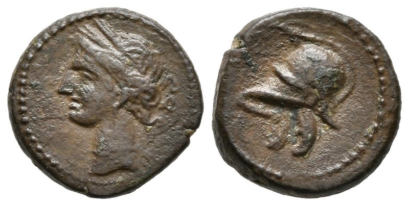 CARTAGONOVA. 1/4 Calco. 225-215 a.C. Cartagena (Murcia). A/ Cabeza de Tanit a iz...