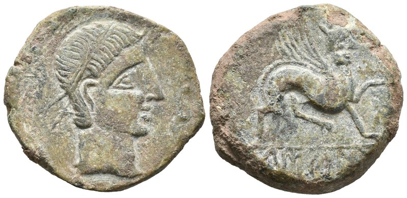 CASTULO. As. 180 a.C. Cazlona (Jaén) A/ Cabeza masculina diademada a derecha del...