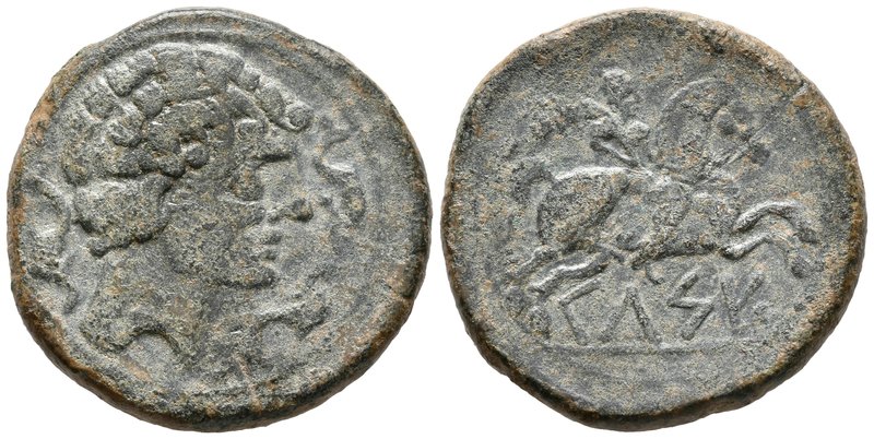 CELSE. As. 120-50 a.C. Velilla del Ebro (Zaragoza). A/ Cabeza masculina a derech...
