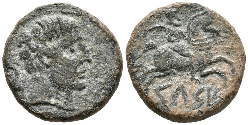 CELSE. As. 120-50 a.C. Velilla del Ebro (Zaragoza). A/ Cabeza masculina a derech...