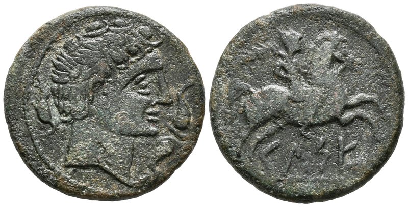 CELSE. As. 120-50 a.C. Velilla del Ebro (Zaragoza). A/ Cabeza masculina a derech...
