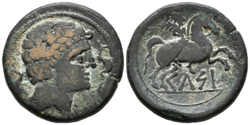 CELSE. As. 120-50 a.C. Velilla del Ebro (Zaragoza). A/ Cabeza masculina a derech...